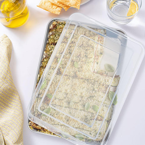 TeamFar Lasagna Pan, 12?’’ x 9¾’’ x 2’’ - Stainless Steel Rectangular Cake Brownie Baking Pan with Lid