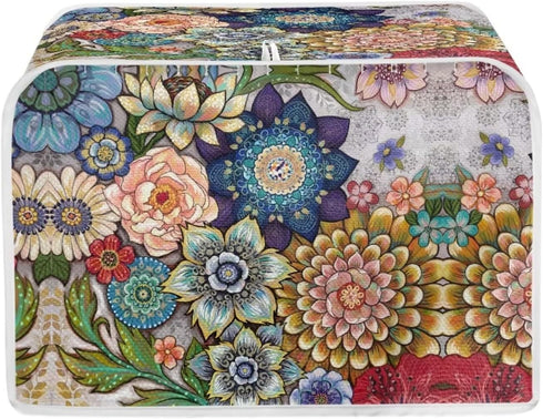 Bright Blossoms 2 Slice Toaster Covers, Dustproof & Machine Washable Fingerprint Protectors, Women Gift