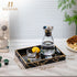 Counter Hanobe Decorative Serving Tray Black: Imitation Marble Coffee Table Tray Decor with Handle Gold for Bar Ottoman