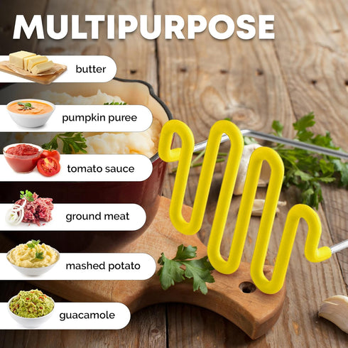 Zulay Potato Masher with Premium Silicone-Coated Stainless-Steel Design for Smooth Mashed Potatoes, Vegetables, Fruits