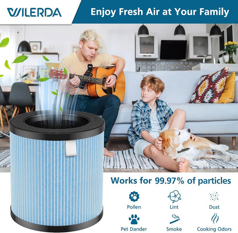 MJ002H Replacement Filter for POMORON MJ002H Air Purifiers, H13 True Hepa, Activated Carbon, 4-Layer Filter (2 Pack)