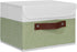 ANMINY Washable Storage Boxes with Lids, Decorative Storage Bins Basket with PU Leather Handle, Foldable Linen Fabric