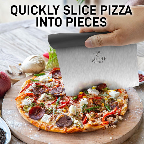 Zulay Premium Stainless Steel Bench Scraper & Chopper, Multi-purpose Dough Cutter with Easy to Read Etched Markings