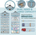 SMRITI Hanging Jewelry Organizer, Dual Zippered Pockets, Canvas Double Sided Rotating Hanger (Light Blue)