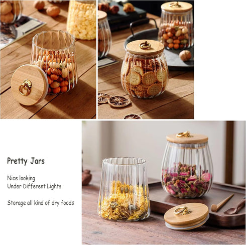 FANTESTICRYAN Airtight Glass Coffee Nuts Canister with Bamboo Lid, Decorative Container 700ml, 23 FL OZ