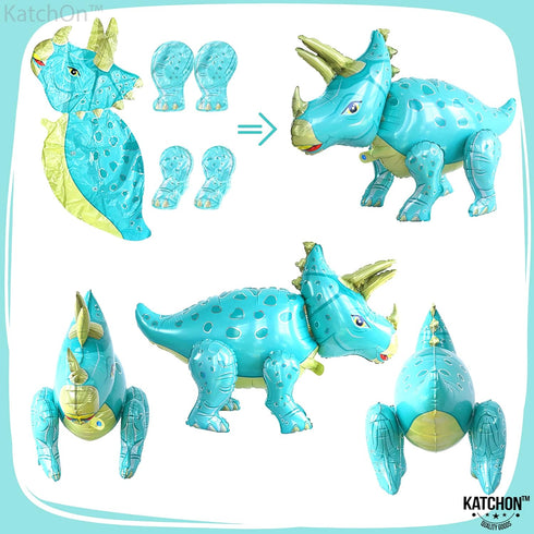 KatchOn Giant Blue Dinosaur Balloons, 38 Inch Pack of 2 Mylar Balloons for Birthday Party Decor