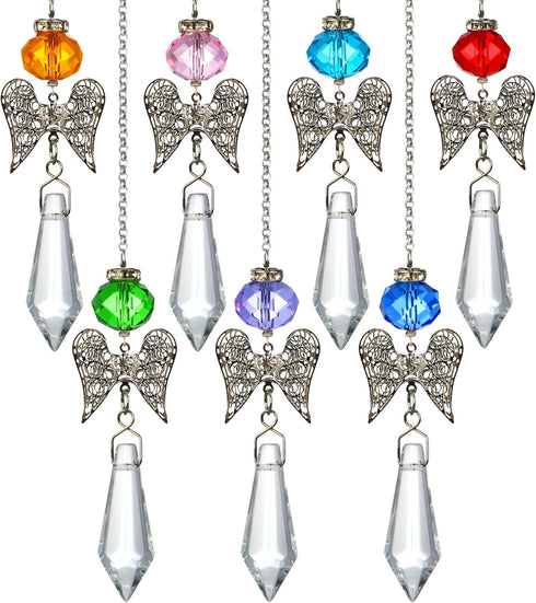 7pcs Crystal Guardian Angel Suncatcher Hanging Glass Chandelier Drops Icicle Prisms Pendants