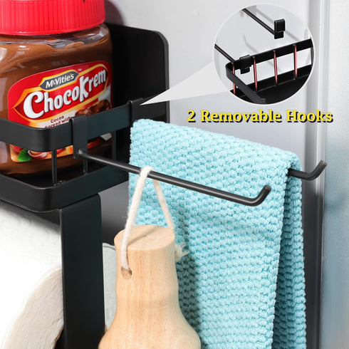 2 Pack 2 Paper Towel Holder Fridge Magnetic with Shelf - Paper Towel Holder Without Drilling + Magnet Spice Racks