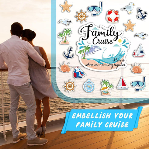 26pcs Family Cruise Door Magnets Decorations, Magnetic Anniversary Party Sign Decors for Family Carnival Cruise