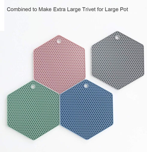 4 Packed Silicone Trivet Mats - DIY Different Size Dish Drying Mat, Hot Pot Holder for Pots & Pans, Non-Slip & Heat Resistant Kitchen Hot Pads for Countertops & Table, White by colinda