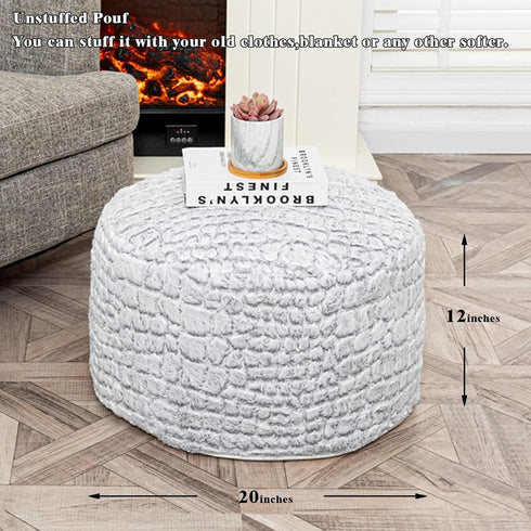 20x20x12 Inches Asuprui Pouf Ottoman Unstuffed Floor Poof Seat Pouf Ottoman Foot Rest Soft Foot Stool Fuzzy Chair Floor