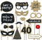 Fully Assembled 40th Birthday Photo Booth Props, Set of 30 - Black & Gold Selfie Signs for 40th Party Supplies