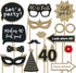 Fully Assembled 40th Birthday Photo Booth Props, Set of 30 - Black & Gold Selfie Signs for 40th Party Supplies