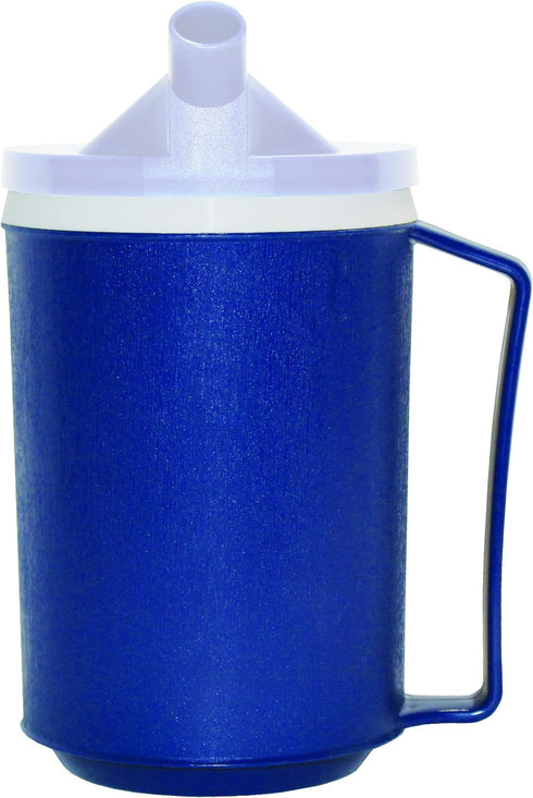 Rehabilitation Advantage Insulated Blue Mug with White Snorkel Lid, Non-Weighted