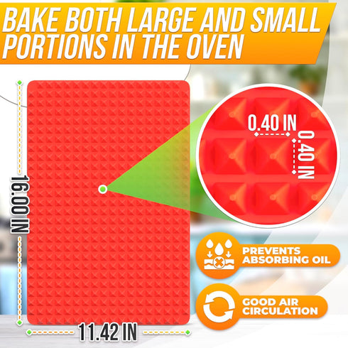 Silicone Baking Mat - 16x11.5" Non Stick Cooking Mat for Roasting, BBQ & Pastry Making