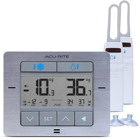 AcuRite Digital Wireless Fridge and Freezer Thermometer with Alarm, Max/Min Temperature for Home & Restaurants (00515M)