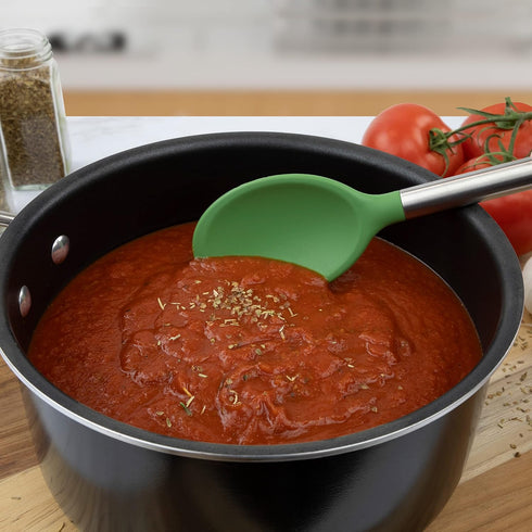 Tovolo Silicone Mixing Spoon with Stainless Steel Handle, Scratch-Resistant & Heat-Resistant Kitchen Utensil