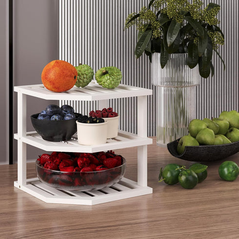 3 Shelf(2 Pack),Dish Countertop VERTORGAN Tier Bamboo Corner Drying Rack,Plate Organizer,Kitchen Spice Rack