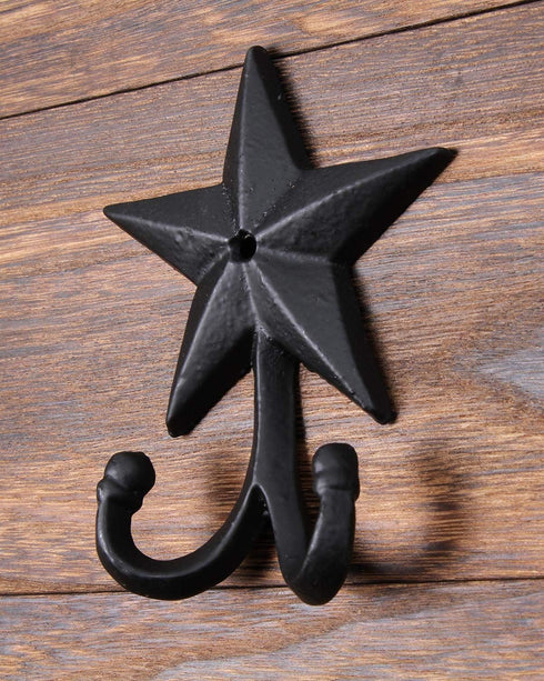 Vintage Wrought Iron Coat Hook, Wall Mounted Hat Hook with Screws Included, Star Design