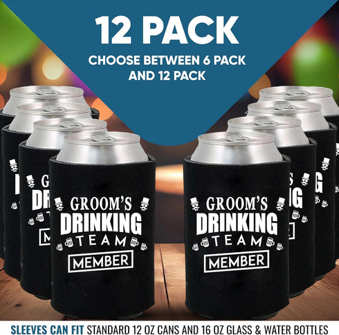 Shop4Ever Groom and Groom’s Drinking Team Member Can Coolie ~ Wedding Bachelor Party Beer Can Sleeve Coolers (Member,