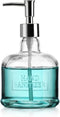 Elegant Home 18 Oz 7" Clear Embossed Glass Hand Sanitizer Dispenser Holder Bottle - Refillable Acrylic Pump for Soap,