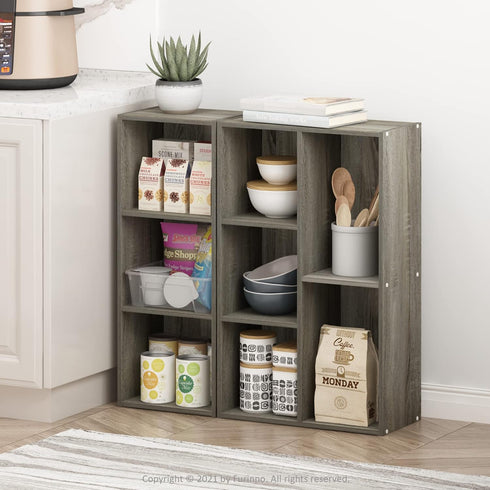 3-Tier Furinno Pasir No Tool Assembly Open Shelf Bookcase, French Oak