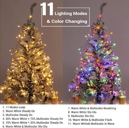 300 115ft 11 Brizled Color Changing Christmas Lights, LED Christmas String Lights Connectable, Modes Tree Lights Warm