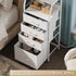 4 37.48" WLIVE Night Stand with Charger Station, White Nightstand with LED Light and Storage Drawers, Tall Dresser