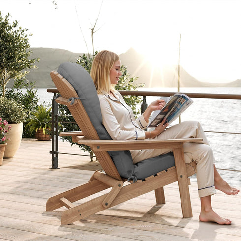 Grey,1 UDPATIO Adirondack Chair Cushion with Ties - Fade-Resistant Waterproof Outdoor Recliner High Back Seat Pads