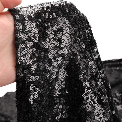 Black Sequin Table Runners, 4 Pack Glitter Table Runner for Parties, Weddings, Halloween, 12''x 72''