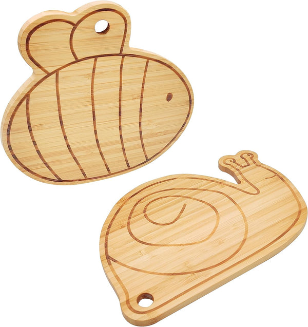 Small Bamboo Cutting Board Set, Mini Fruit Wood Chopping Board, Snail & Bee Shape Cheese Board