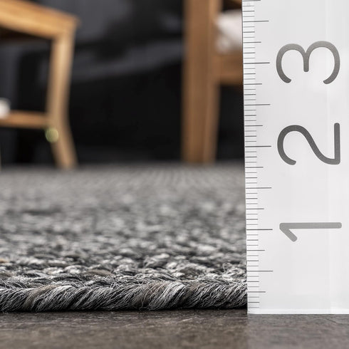 nuLOOM 2' x 3' Hand Braided Indoor/Outdoor Area Rug, Pet-Friendly, Weather Resistant, High Traffic, Wynn Charcoal