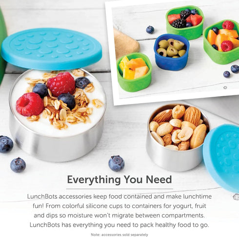 LunchBots Medium Uno Stainless Steel Sandwich Container for Wraps, Salads, Eco-Friendly, Aqua Dots