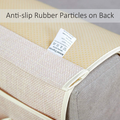 Glasses(Beige,19in) FLYILY Sofa Armrest Organizer Non-Slip Arm Chair Hanging Caddy Remote Control Holder for Magazine