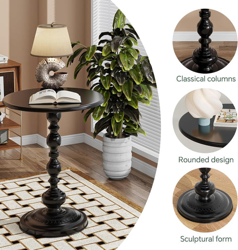Simple Trending Small Side Table, Round Drink Table End Table, Sofa Table TV Tray Table, Pedestal Coffee Table