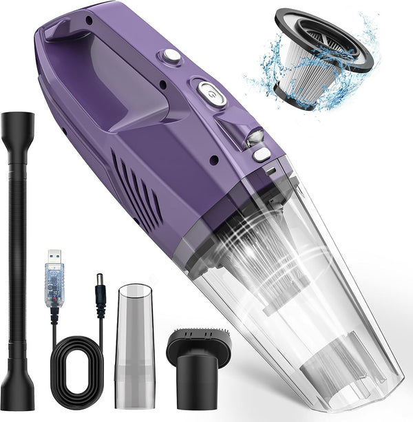 Handheld Cordless Vacuum, Portable Wireless Cleaner with LED Light, Washable HEPA Filter, Lightweight for Car, Office