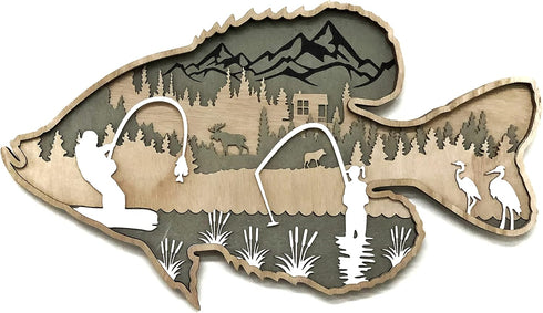 OYSTERBOY Wall Room Indoor Outdoor Decor Art 3D Multi-Layered Wood Art - Wildlife Nature Mountain Landscape for Gifts