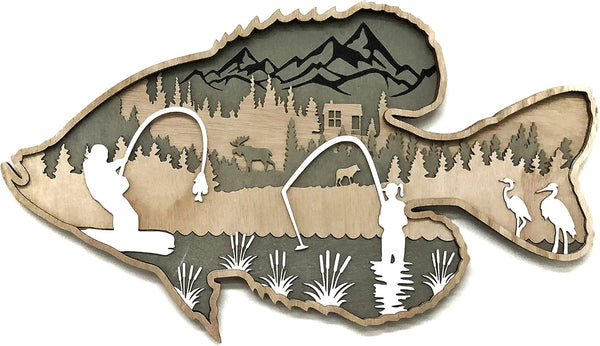 OYSTERBOY Wall Room Indoor Outdoor Decor Art 3D Multi-Layered Wood Art - Wildlife Nature Mountain Landscape for Gifts