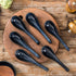Vicrays Set of 6 Ceramic Soup Spoons, 6.4 Inch Asian Porcelain Ladle Utensils for Ramen, Dumplings, Pho, Miso (Blue)
