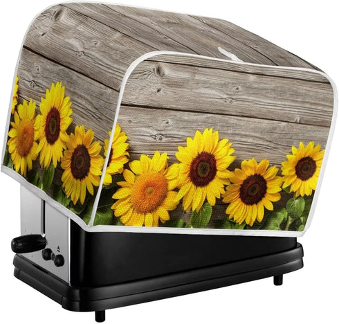 Sunflower Wooden Board Toaster Covers, Lightweight 4 Slice Stain Resistant Cover with Top Hook