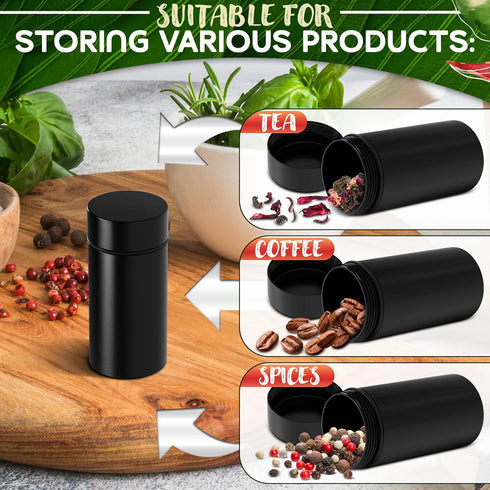 2Pcs Spice Jar Storage Containers with Lids, Airtight Aluminum Herb Storage Jars with Lockable Screw Top Lid