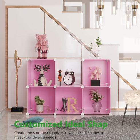 6-Cube Closet 36.6" 12.4" 36.6" UPCS06P C&AHOME Cube Storage Organizer, Shelves Units, Cabinet, DIY Plastic Modular
