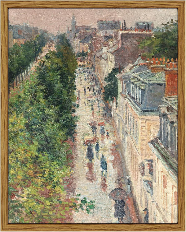 ARPEOTCY Vintage Framed Canvas Print Wall Art, 8x10 inch French Street Scene Cityscape Home Decor for Living Room