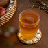 Set 6 JUNGLE CULTURE Mother of Pearl Rattan Coasters for Drinks with Holder Handmade Round Coaster of Wicker Homeware