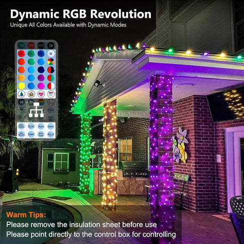 66ft 200 120+ Dimmable 4th Brizled Color Changing RGB Christmas Lights, LED Red White Blue String Lights Music Sync