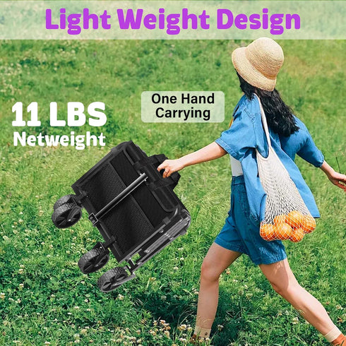 Foldable,280 LBS Wagons Carts Large Capacity Foldable Wagon Cart Collapsible Wagon with Wheels & Drink Holders,Utility