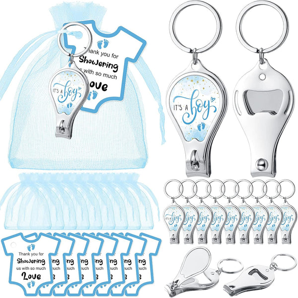 Wesiti 36 Sets Baby Shower Favor for Guests Boy Keychain with Nail