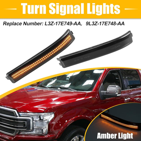 X AUTOHAUX LED Turn Signal Light Assembly for Ford F-150 2009-2014 9L3Z-17E749-AA Rear View Mirror Side Marker Lights Reflector Indicator LED Turn Signal Lamp Assembly Amber Light 2pcs by X AUTOHAUX
