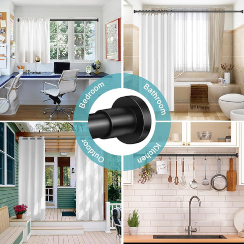 Black Shower Curtain Rod 32-80 Inch, Non-Slip Stainless Steel No Drill Spring Tension Rod for Bathroom & Window