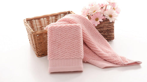 Decorative Cotton Hand Towels for Bathroom Clearance - Hanging Loops (Pink, 2-Pack, 14" x 29")